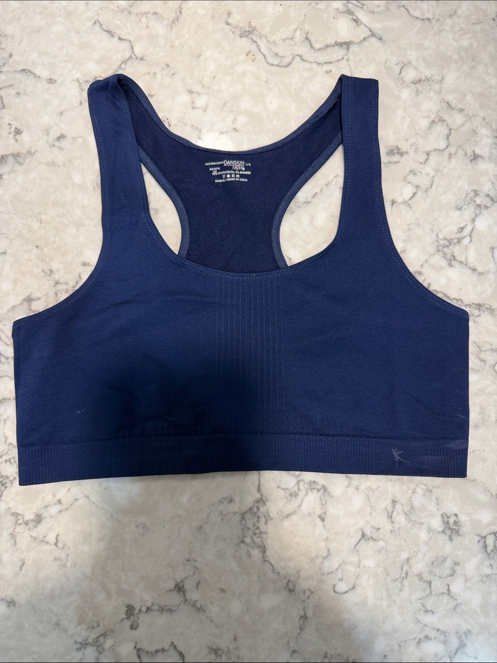 Danskin Navy Racerback Seamless Sports Bra/Size Large